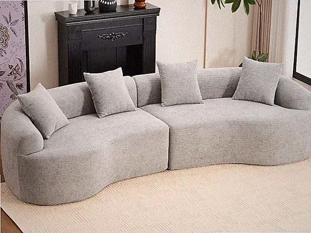 Curved Chenille Modular Sectional Couches with Pillows, 4 Seater Oversized Uphol