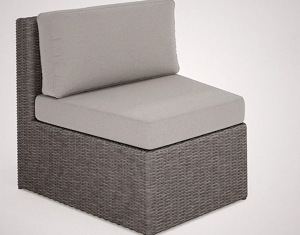 Curved Gray Rattan Patio Sectional Sofa with All-Weather Cushions
