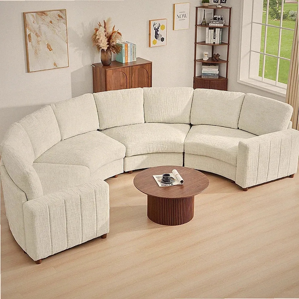 Curved Half Moon Sectional Sofa, Curved Couch with Deep Seat, Boucle Modular Sec