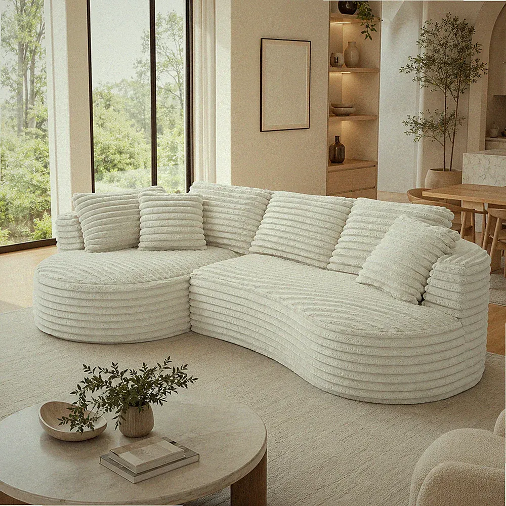 Curved L-Shape Sectional Oversized Sofa Sleeper Couch No Assembly Required