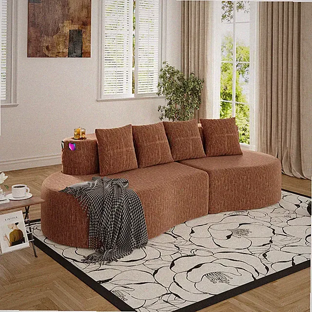 Curved Minimalist Modular Half Moon Compressed Seat Sofa Sectional