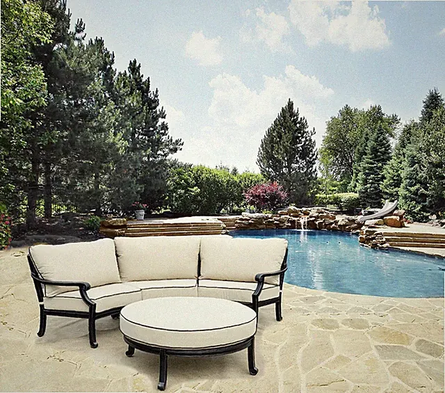 Curved Outdoor 3 Piece Sectional Sofa Only Aluminum Patio Furniture Sunbrella