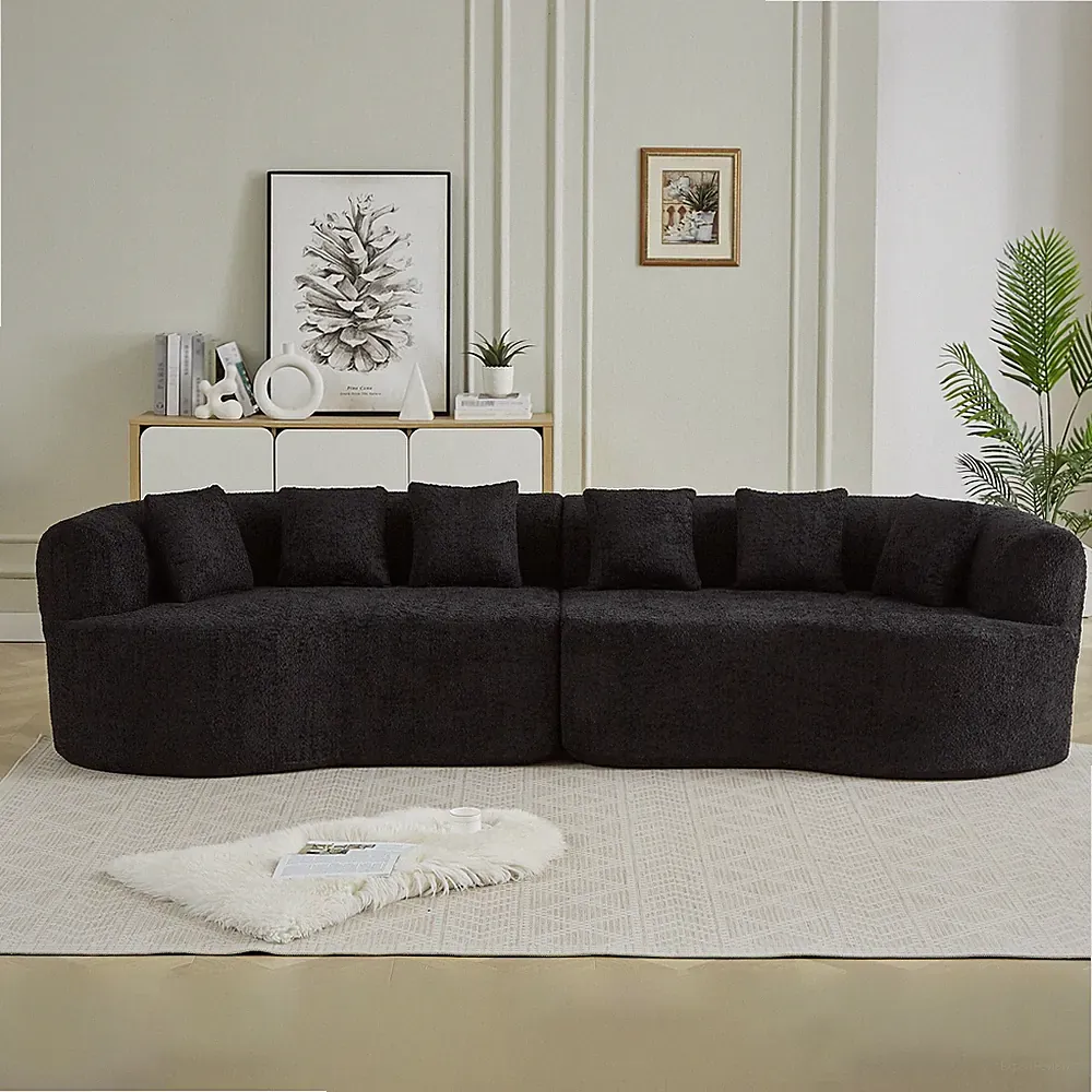 Curved Sectional Sofa, 106.3-inch Oversized Modern Bone-Free Cloud Sofa with 6