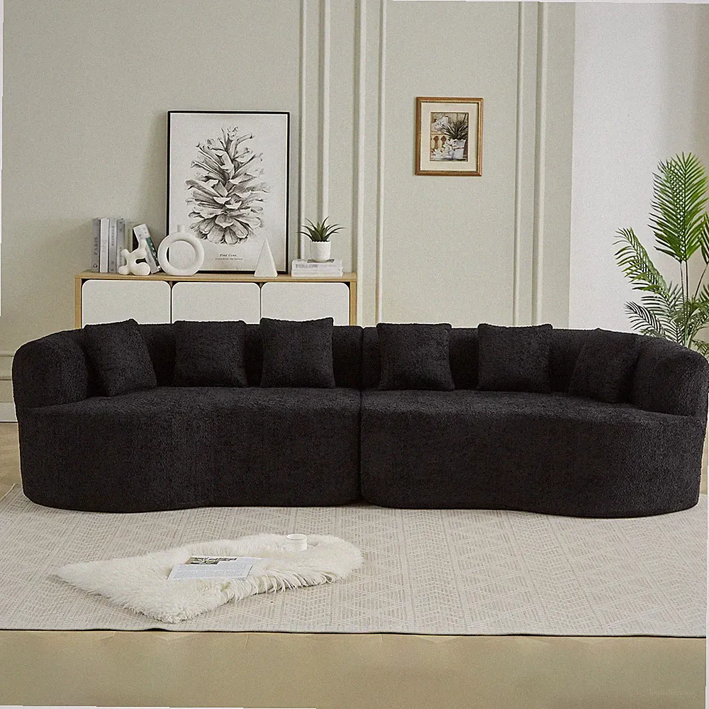 Curved Sectional Sofa, 106.3-inch Oversized Modern Bone-Free Cloud Sofa with 6
