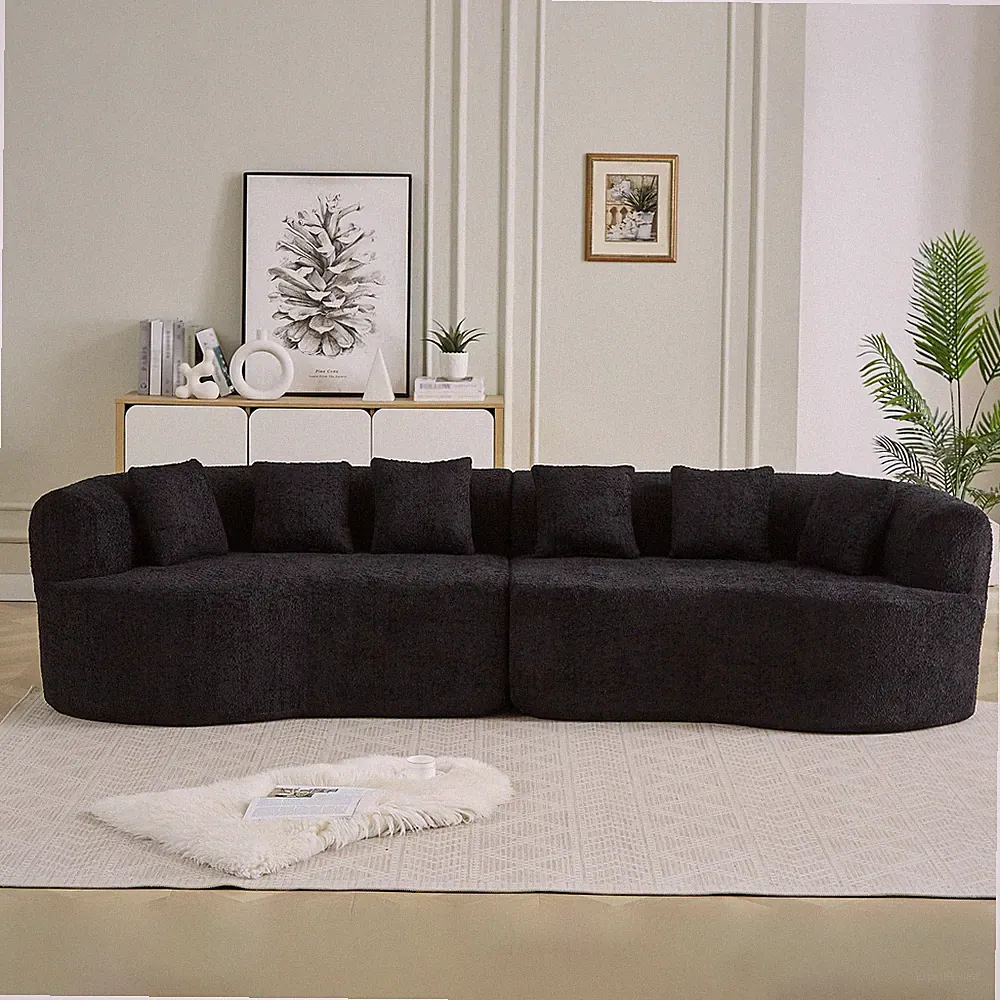 Curved Sectional Sofa, 106.3-inch Oversized Modern Bone-Free Cloud Sofa with 6 P