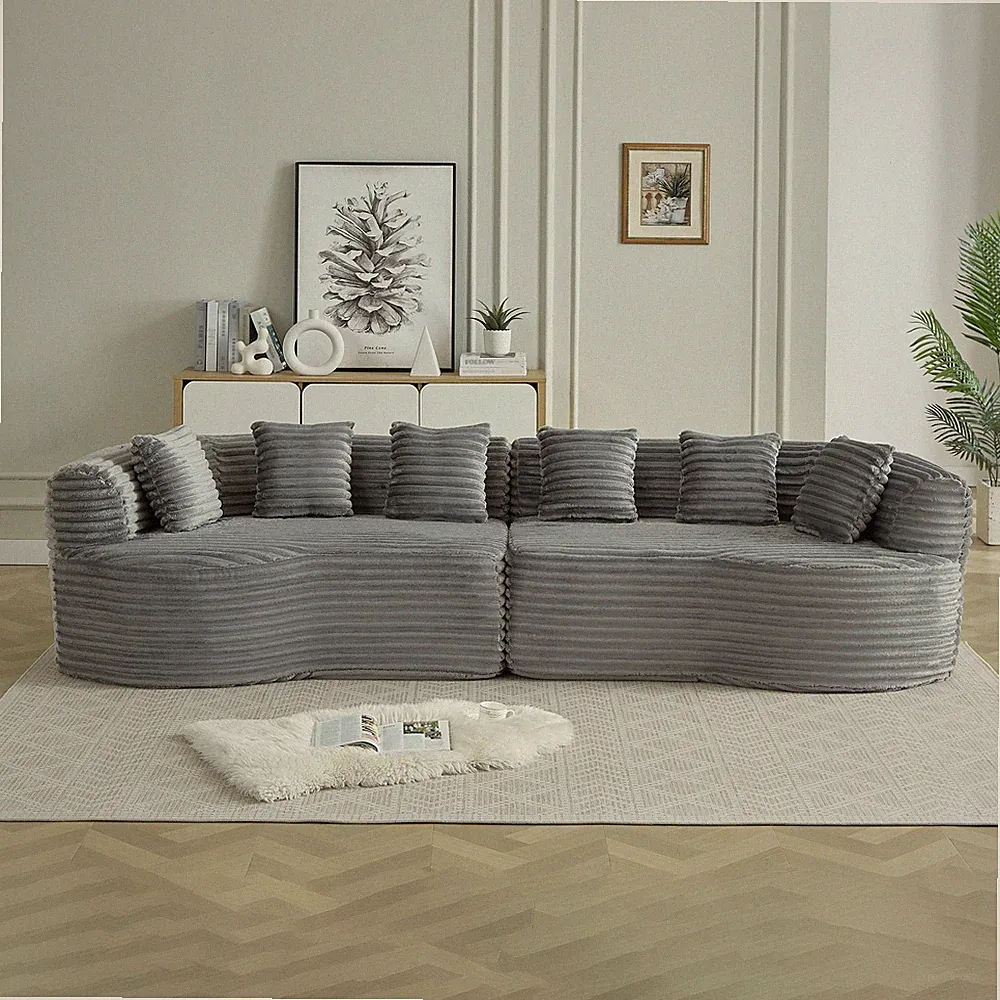 Curved Sectional Sofa, 111.5-inch Oversized Modern Bone-Free Cloud Sofa wit