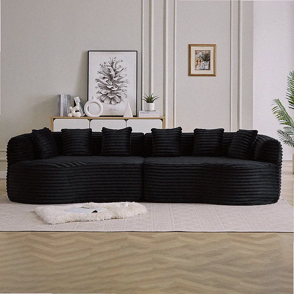 Curved Sectional Sofa, 111.5-inch Oversized Modern Bone-Free Cloud Sofa with