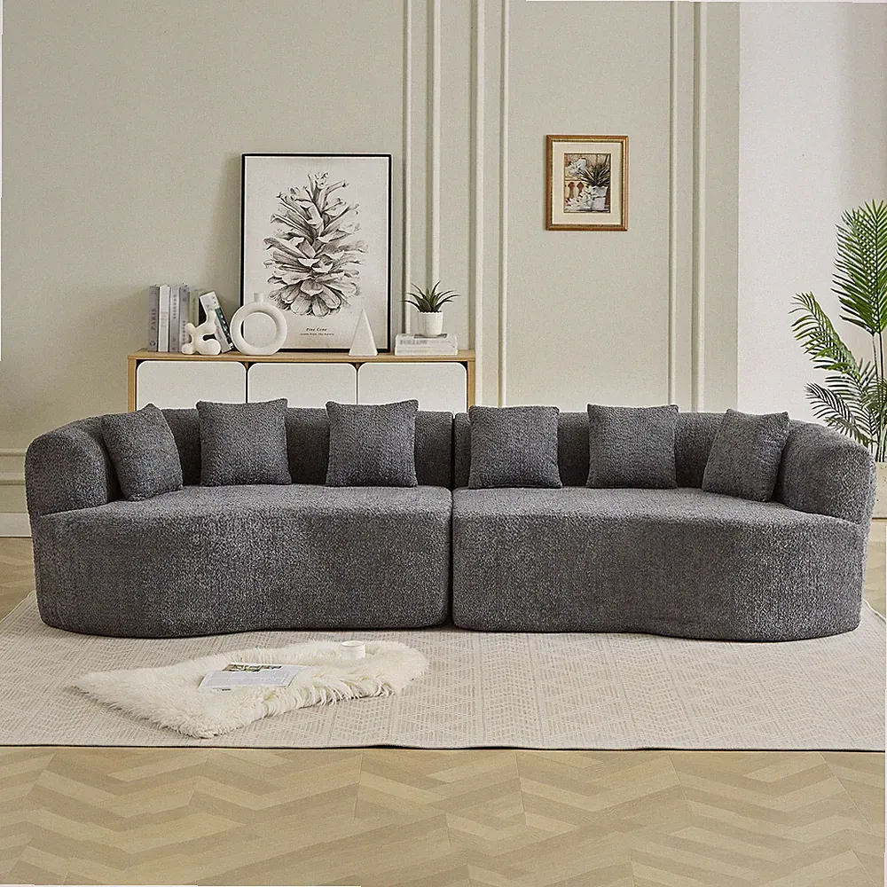 Curved Sectional Sofa, 111.5-inch Oversized Modern Bone-Free Cloud Sofa with 6