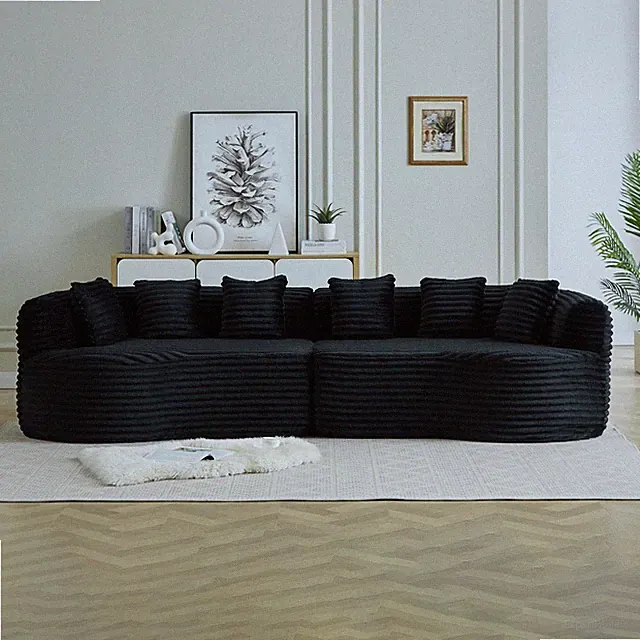 Curved Sectional Sofa, 111.5-inch Oversized Modern Bone-Free Cloud Sofaw/6 Pill