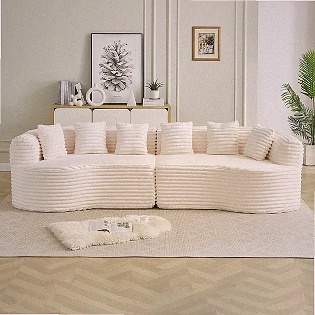 Curved Sectional Sofa,111.5-inch Oversized Modern Bone-Free Cloud Sofaw/6 Pillow
