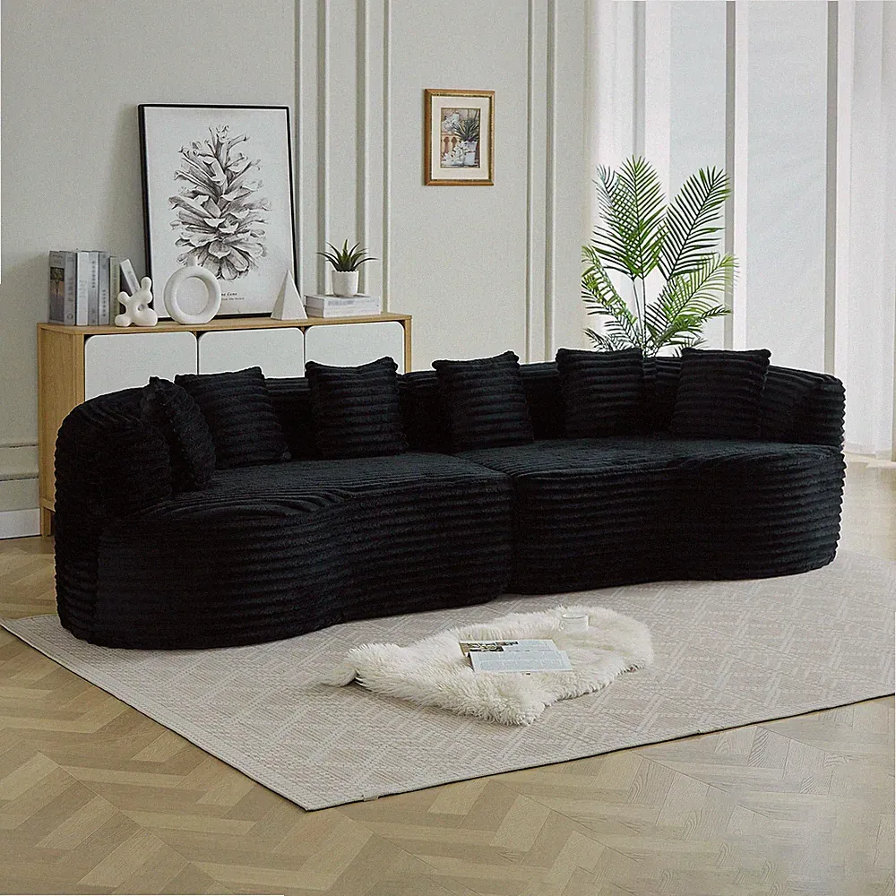 Curved Sectional Sofa 111.5" Oversized Bone-Free Cloud Sofa 4-Seater Sofa Couch
