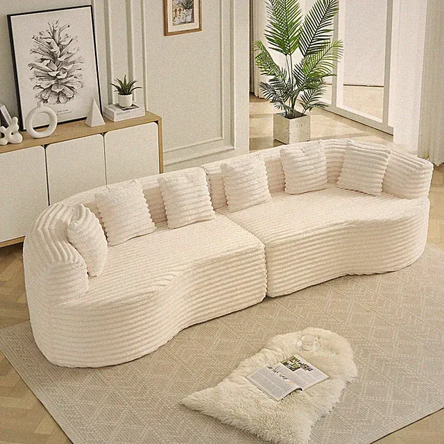 Curved Sectional Sofa 111.5" Oversized Bone-Free Cloud Sofa 4-Seater Sofa Couch