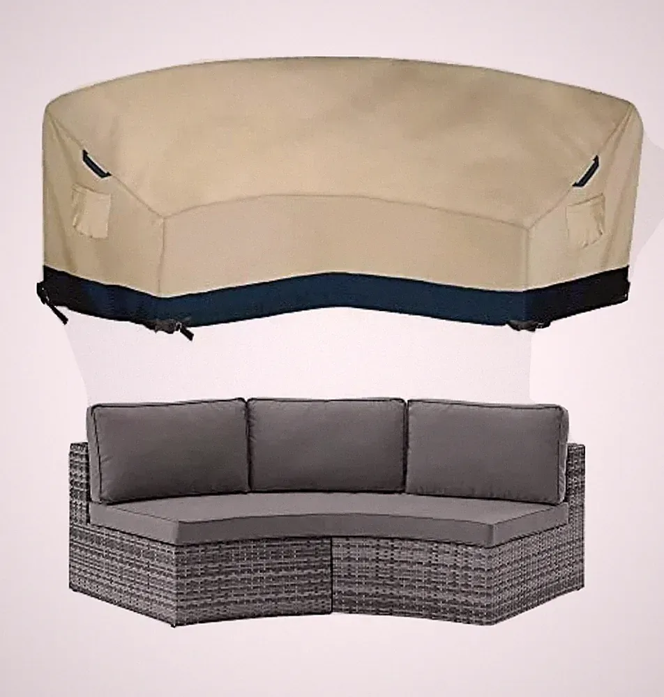 Curved Sofa Cover&Outdoor Sectional Couch Cover 150" LBack/112" LFront x 36"...