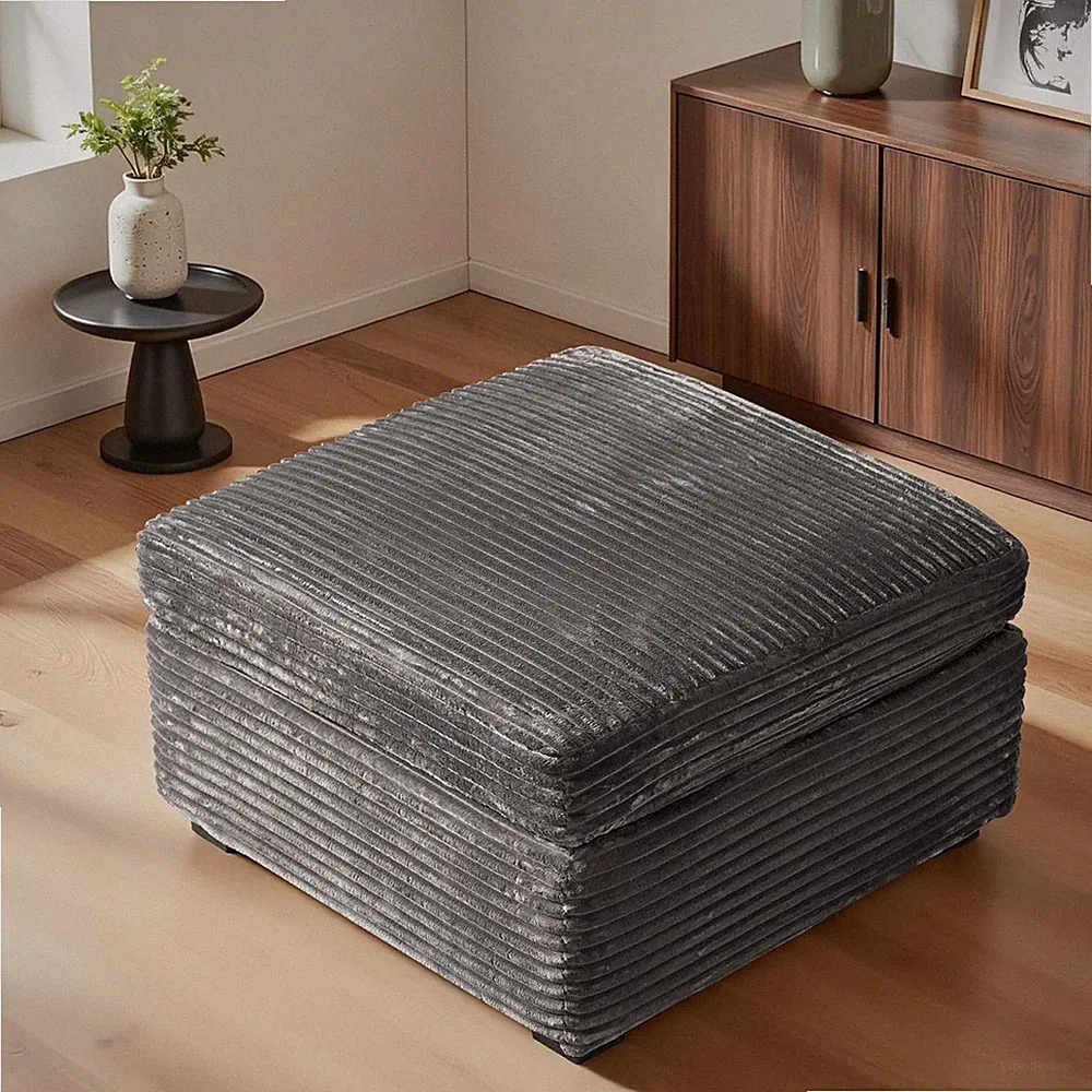Custom 32.7" Grey Corduroy Ottoman for Modular Sectional Sofa