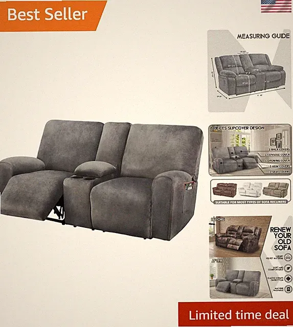 Custom-Fit 8-Piece Velvet Loveseat Recliner Slipcover - Thick & Soft Protection
