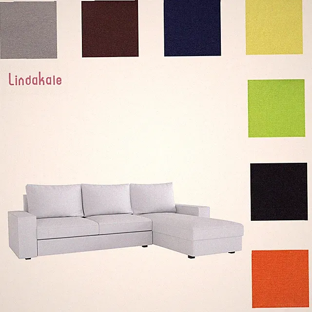 Custom Made Cover Fits IKEA Kivik 4 seat Sofa with Chaise, Replace Cover 125"