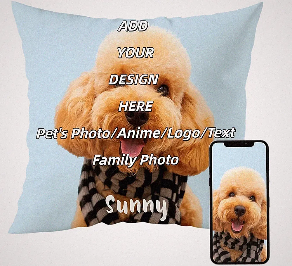 Custom Pillowcase Personalized Pillow Cover with Picture Text for Sofa Bed Decor
