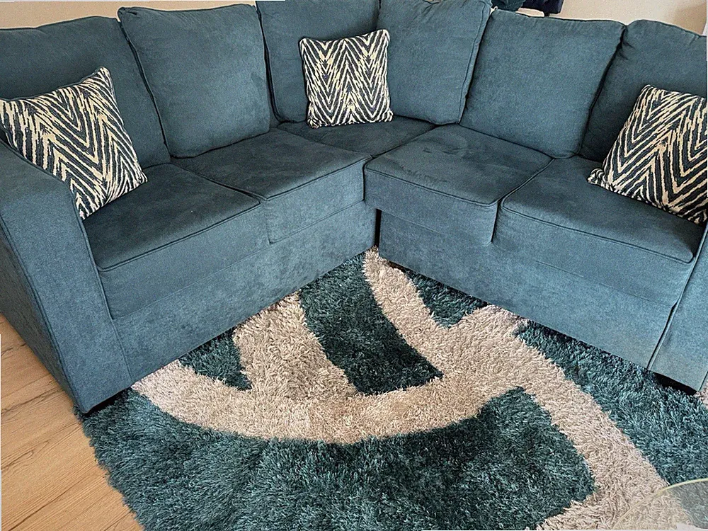 Custom Teal Couch Sectional Sofa Living Room