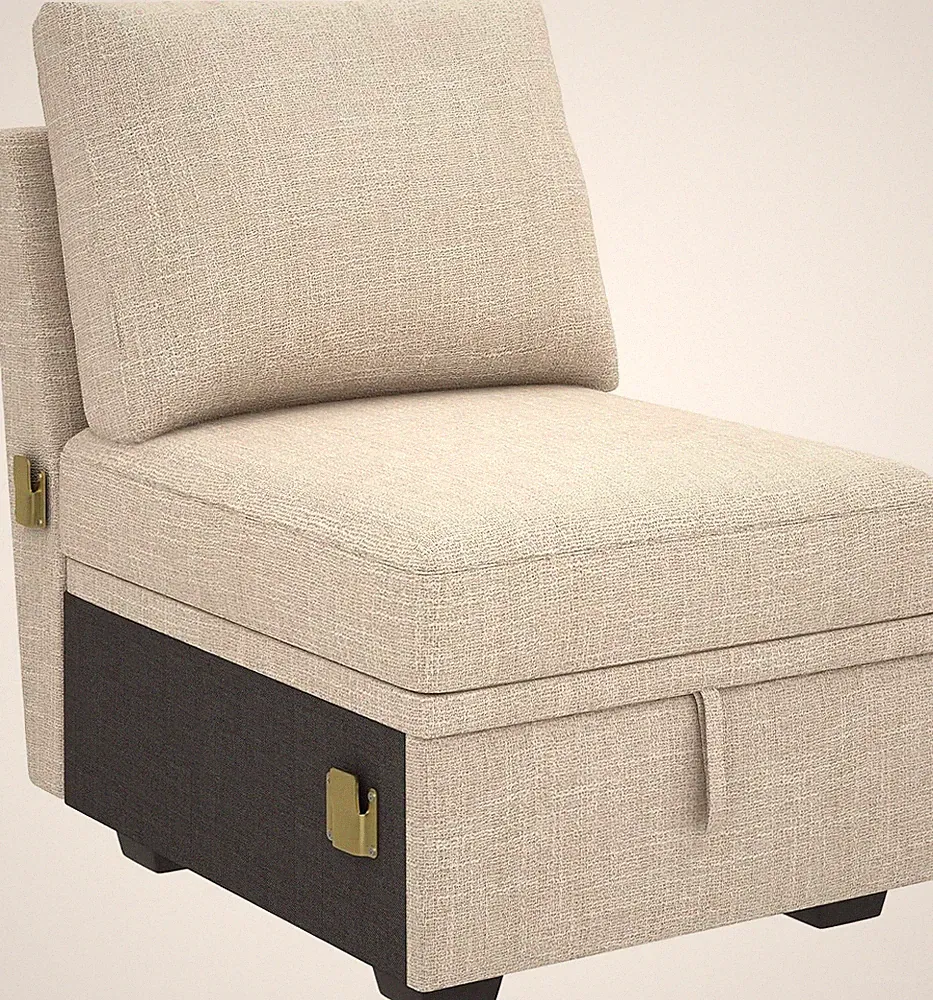 Customizable Armless Chair for Modular Sectional Sofa with Pull Out Bed - Beige