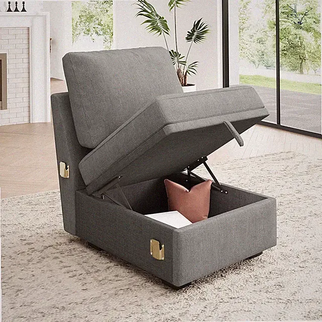 Customizable Armless Chair for Modular Sleeper Sofa - Grey Single Seat