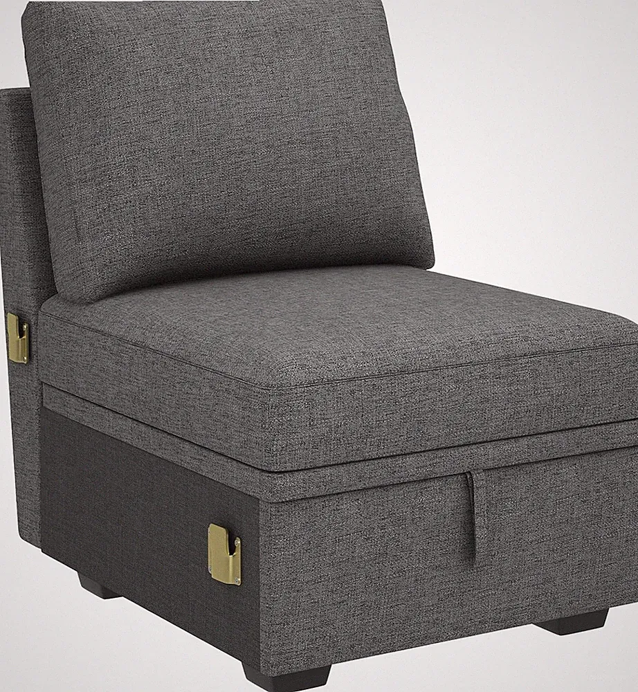 Customizable Dark Grey Armless Chair for Modular Sectional Sofa Bed