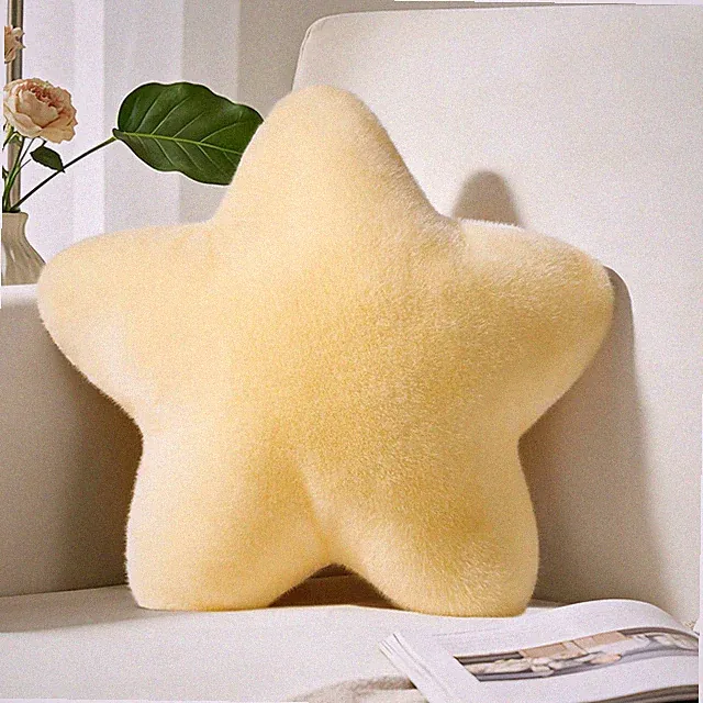 Cute 15.4" Yellow Star Pillow - Soft Decorative Cushion for Couch & Bed