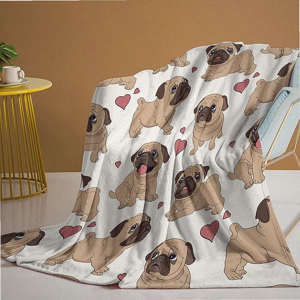 Cute Pug Throw Blanket Animal Print Blanket Soft Cozy Blanket for Sofa Bed Gift