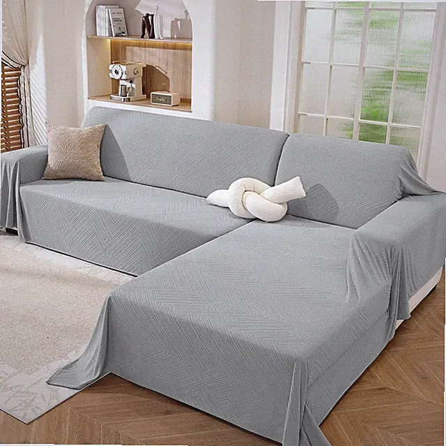 CYCMACO L Shaped Sectional Couch Cover 2 Piece, XX-Large, Light Grey Sectional