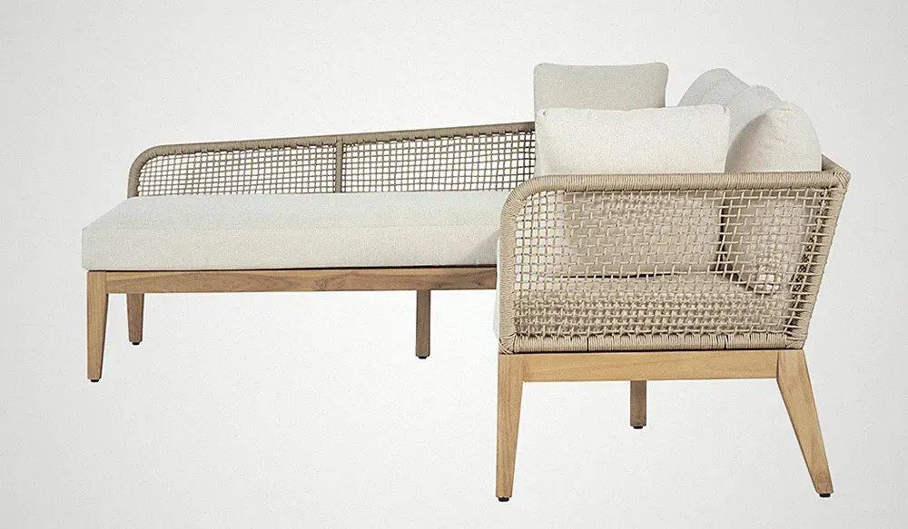 Cypress Teak Wood 2-piece Left Arm Chaise Outdoor Sectional - Beige Chaise
