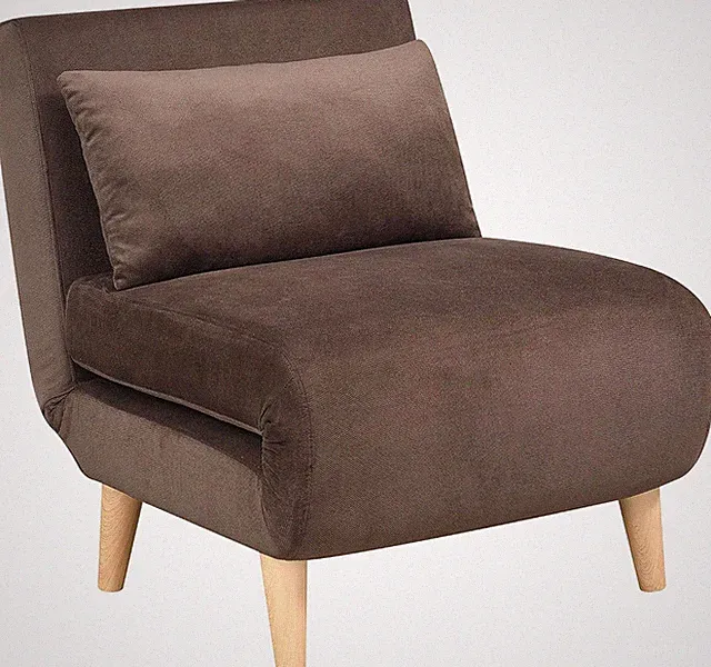 Dane Modern Convertible Sleeper Chair-Bed, Midcentury Lounge, Brown