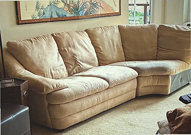 Dania Beige 3-Seat Chenille Sofa Cushion Back Pad Arms 99x32x33