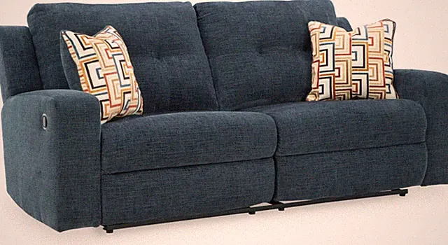 Danum Blue Modern Manual Reclining Sofa with Tufted Back Cushion
