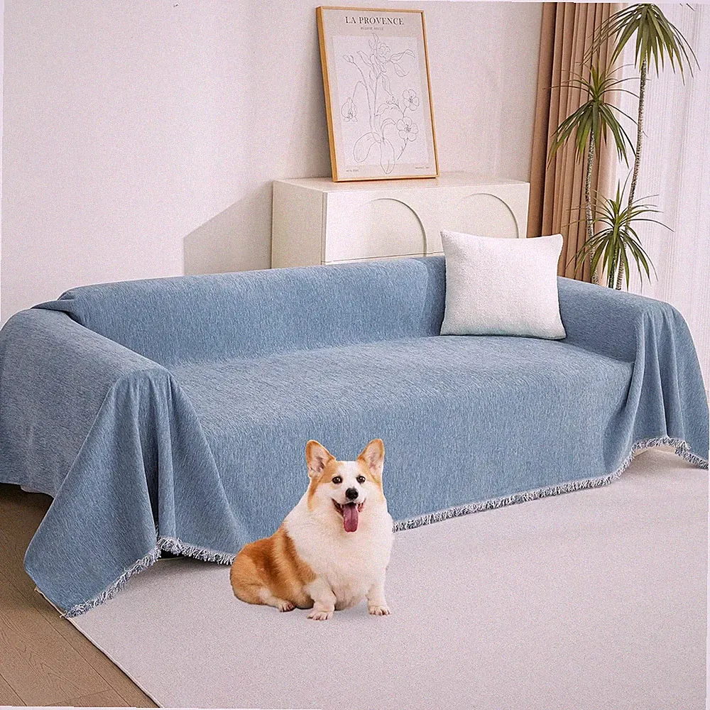 Dark Blue Dog Couch Cover for 2 Cushion Sectional & L Shape Sofas, 71" X 118