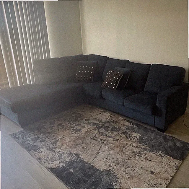 Dark Blue Sectional Sofa Wood Frame 3-Seater Modern Polyester High Back