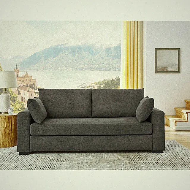 Dark Gray 3-Seat Sofa with Pillows, 79"L x 31"W x 34"H