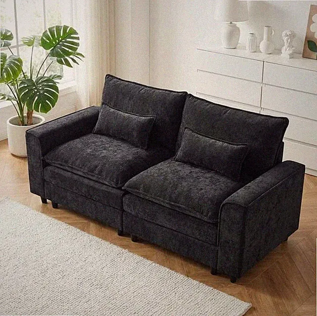 Dark Gray Chenille Sectional Sofa Couch