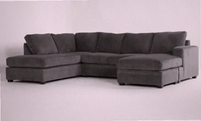 Dark Gray Contemporary u shaped Sectional Sofa with right sided chaise