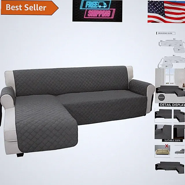 Dark Gray Reversible Sofa Slipcover - Large Sectional Protector for Pets