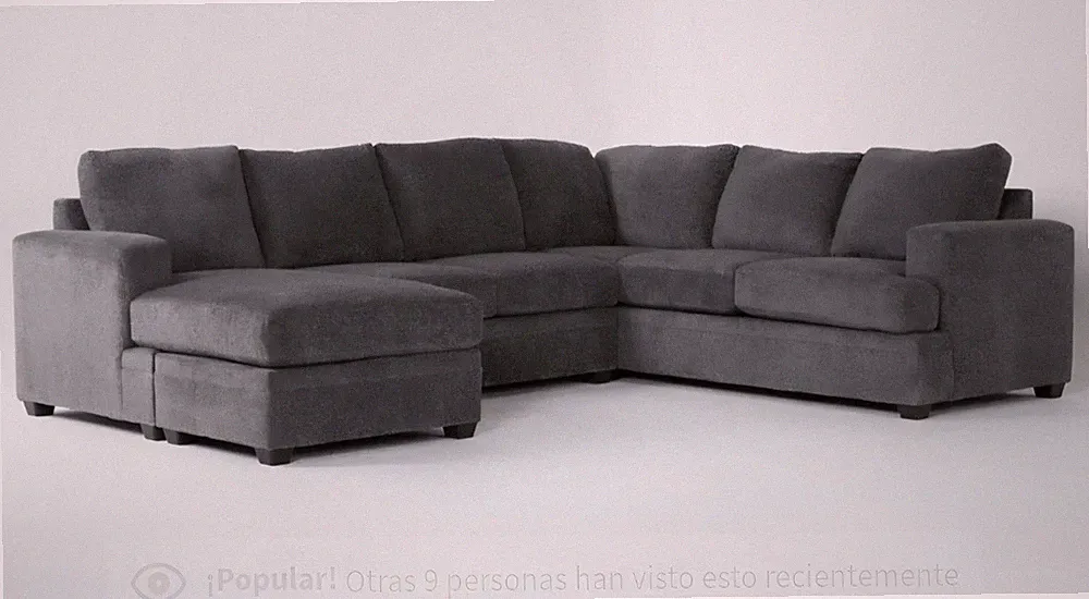 Dark Gray Sectional Sofa with Chaise, 5-Seater, Contemporary, High Back, Fabric