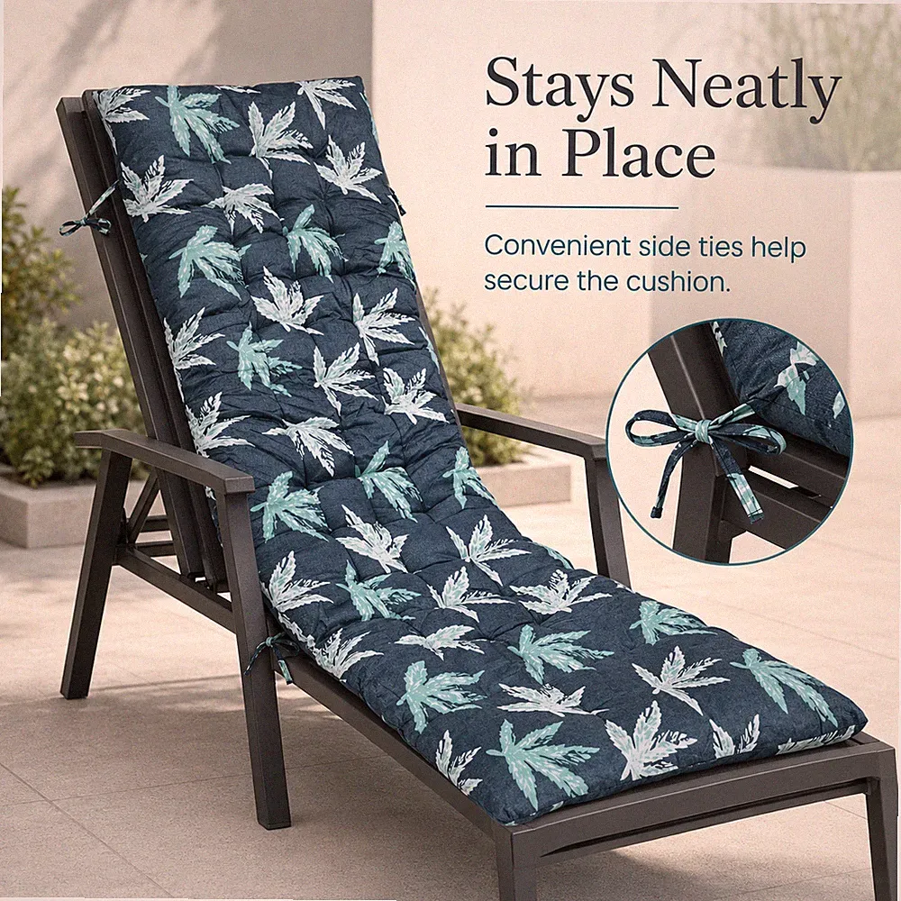 Dark Green Outdoor Chaise Lounge Chair Cushion 65 x 22 Inch