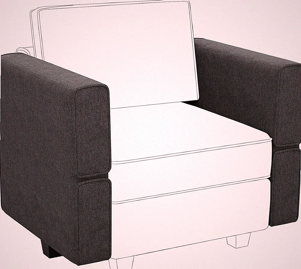 Dark Grey Modular Sectional Sofa Armrest and Backrest Set of 2
