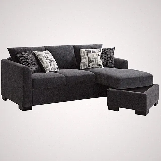 DARK GREY REVERSIBLE CHAISE SLEEPER SOFA SECTIONAL BED LIVING ROOM FURNITURE