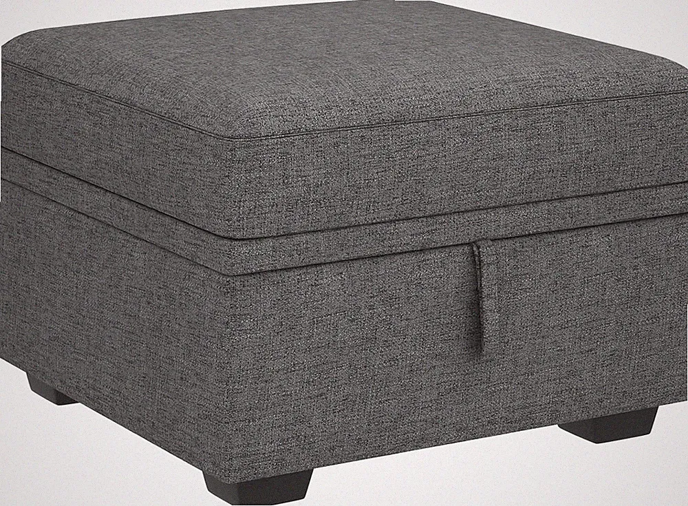 Dark Grey Storage Ottoman for Sectional Sofa with Pull Out Bed & Footrest