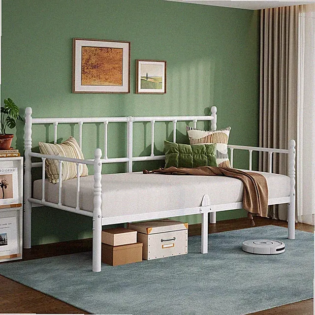Day Bed Frame Twin Size with Heavy Duty Steel Slats, Metal Sofa Bed for Living R