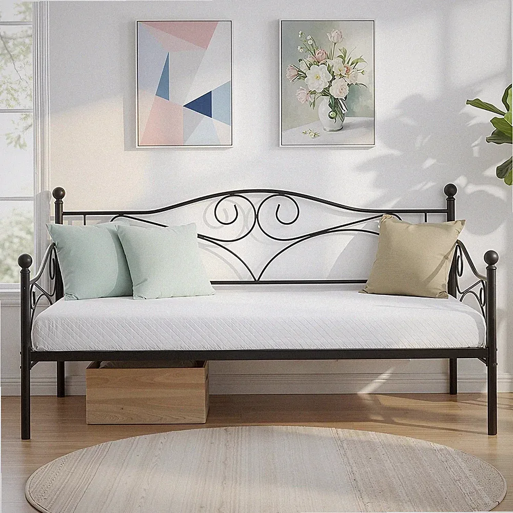 Daybed Frame, Twin Size Metal Platform Sofa Bed Mattress Foundation with