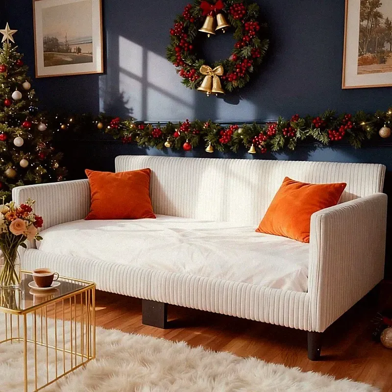 Daybed Twin Size Corduroy Upholstered Comfy Sleeper Couch Sofa Bed Living Room