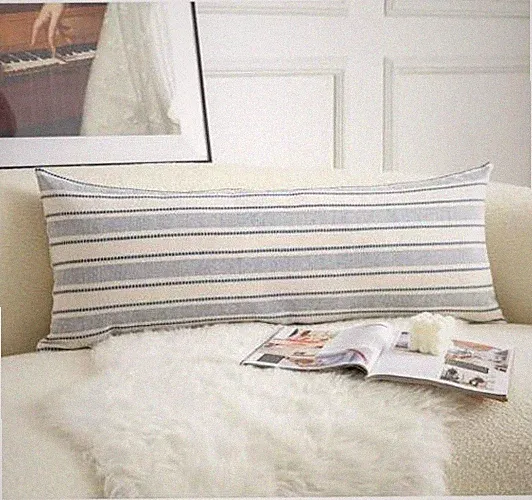 Decorative Boho Lumbar Pillow Covers, 36" x 14" (Pack of 1) Classic Blue