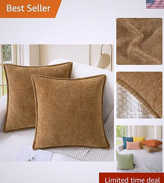 Decorative Couch Throw Pillow Covers 16 X 16 Inches Apricot Brown