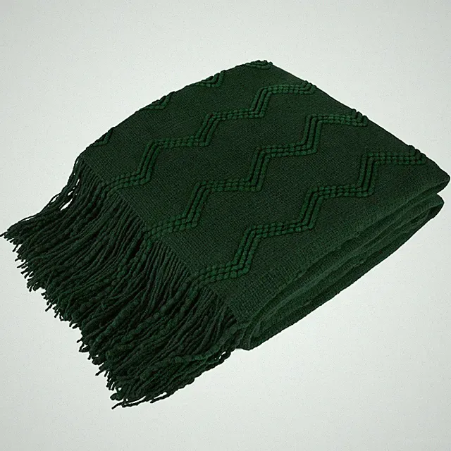 Decorative Fringe Throw Blanket for Couch Bed Sofa Soft Texture Knitted Blanket