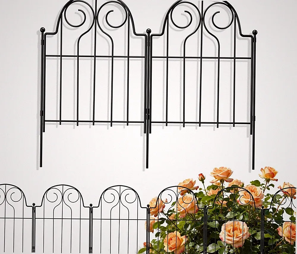 Decorative Garden Fence 17In X10Ft, 10 Panels Rustproof Metal No Dig Fence Anima